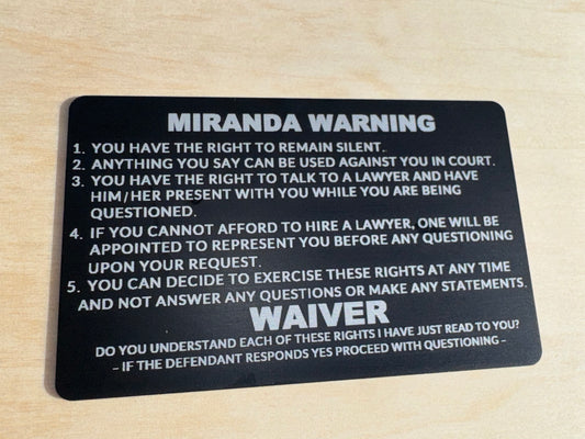 Miranda Warning Card (Metal) - Detecting Behavioral Deception